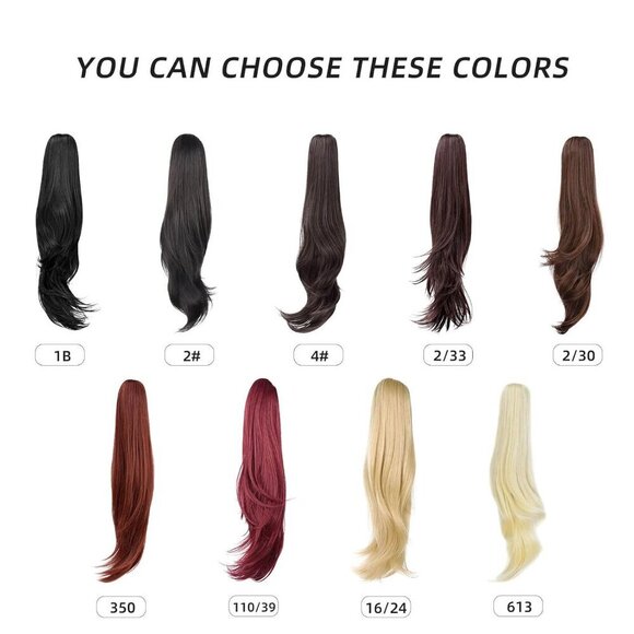 Black Hair Extension Ponytail Claw Wig Synthetic Wavy Straight 22\